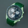 Green rubber strap on moonswatch mission to earth