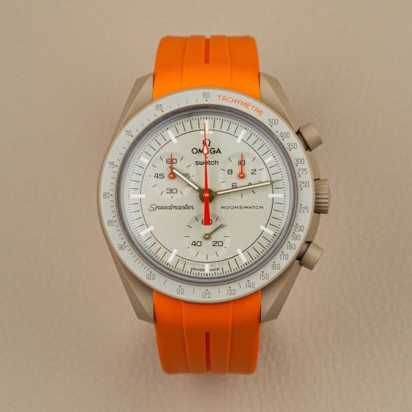 Rubber strap for Omega X Moonswatch - Grand Prix - Orange - immagine 5