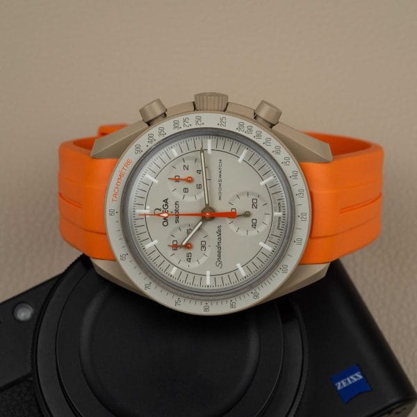 Rubber strap for Omega X Moonswatch - Grand Prix - Orange - immagine 6