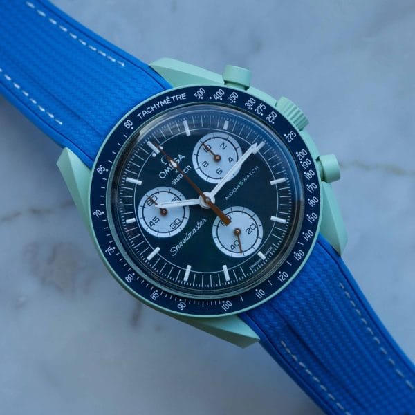 Rubber strap for Omega X Moonswatch - Monaco - Blue - immagine 4