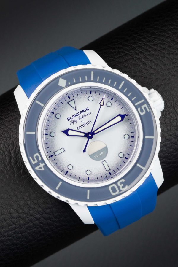 Blue Rubber Strap for Blancpain Fifty Fathoms X Swatch Collaboration.