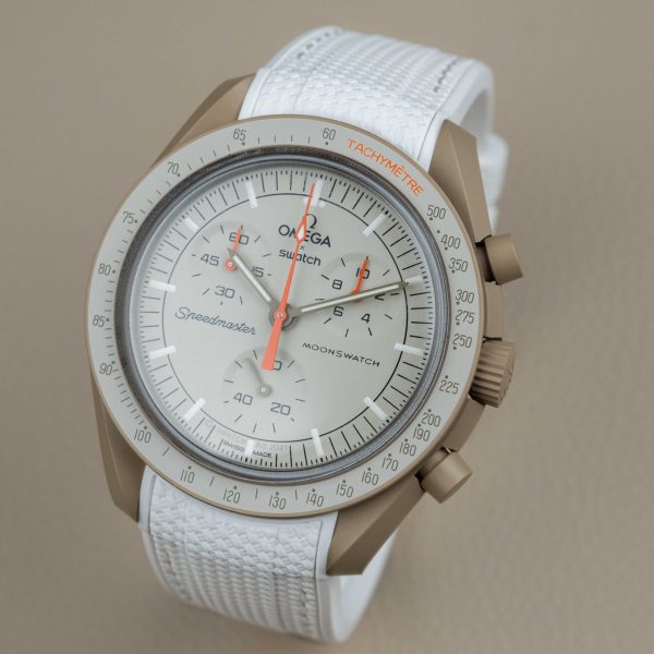 White Rubber Watch Strap For Omegaxswatch Moonswatch