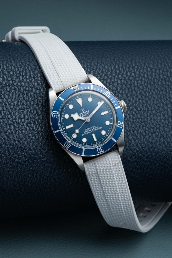 Tudor Black Bay Blue - White Straight End Rubber Watch Strap