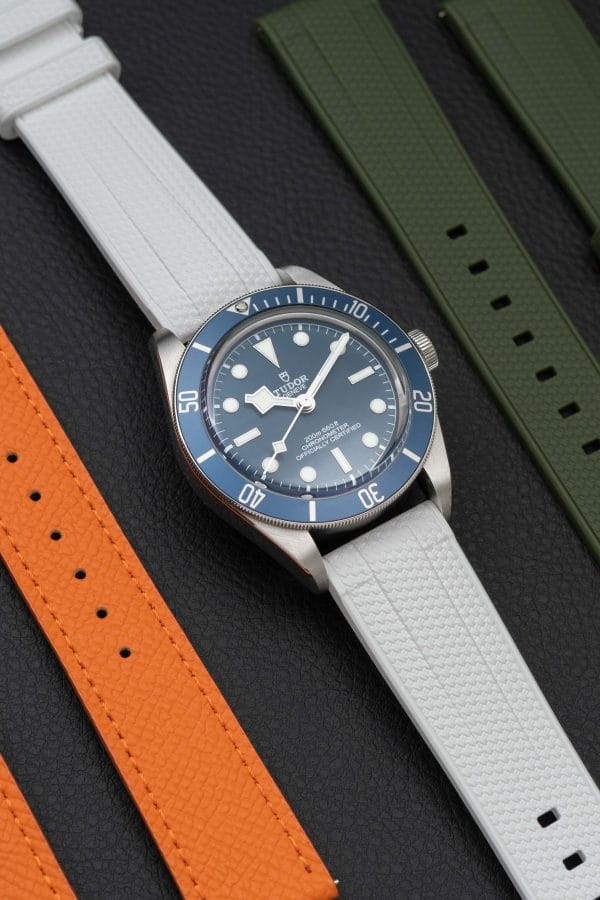 Tudor Black Bay Blue - White Straight End Rubber Watch Strap