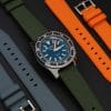 Army Green Straight End Rubber Watch Strap On Squale 1521