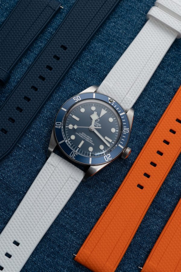 Tudor Black Bay Blue - White Straight End Rubber Watch Strap