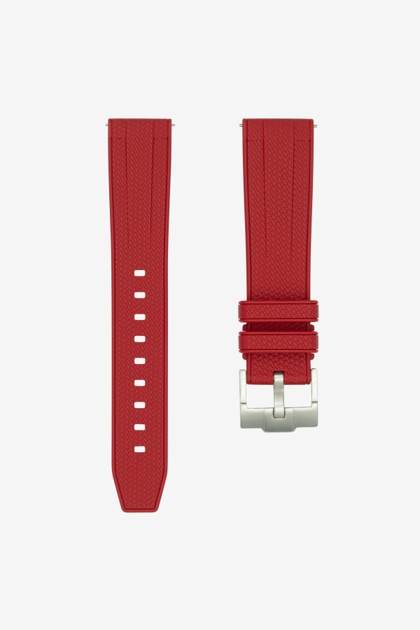 Straight End Rubber Watch Strap 20mm-22mm - Monaco - Red