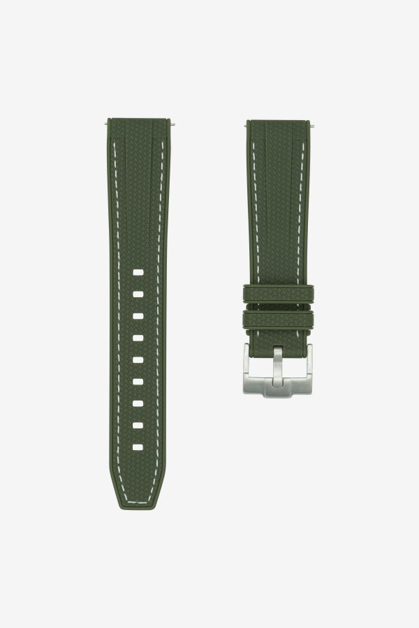 Straight End Rubber Watch Strap - Army Green- Apple Watch Band