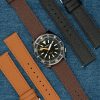 Brown Leather watch strap with stitches - Epsom Texture