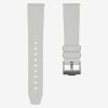 White Straight End Rubber Watch Strap - White Stitching.