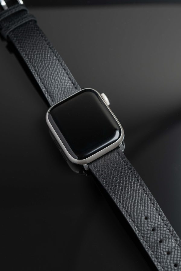 apple watch band - black - leather strap - watch strap - epsom leather