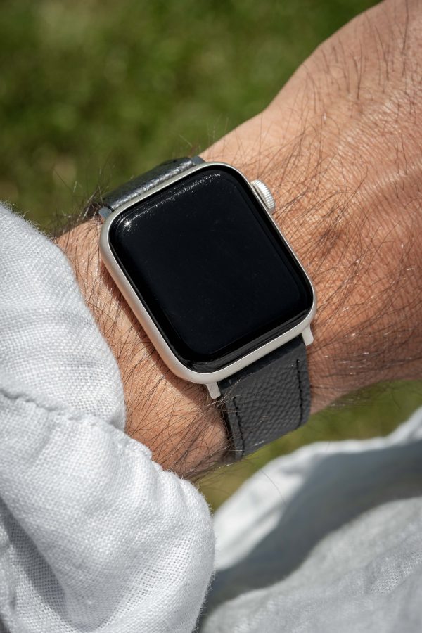 apple watch band - black - leather strap - watch strap - epsom leather